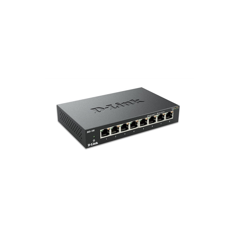 D-Link DGS-108 - Conmutador - Switch 8 puertos - 8 x 10/100/1000 - sobremesa