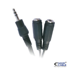 Nanocable - Cable duplicador audio minijack de 15cm conexión 2x3.5/H-3.5/M - Duplica salida de audio