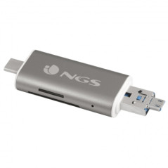 NGS - Lector de tarjetas 5 en 1 con conexion USB 2.0, MicroUSB y Type-C