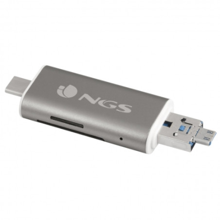 NGS - Lector de tarjetas 5 en 1 con conexion USB 2.0, MicroUSB y Type-C
