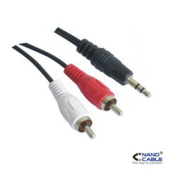 Nanocable - Cable adaptador audio estereo 1.5m - miniJack a RCA - conexión 3.5/M a 2xRCA/M
