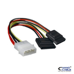 Nanocable - Cable adaptador 20cm de Molex a SATA de alimentación conexión 5.25"(MOLEX 4PIN)/M-2xSATA/H