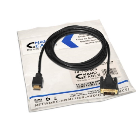 Nanocable - Cable DVI a HDMI DVI18+1/M-HDMI A/M 3m