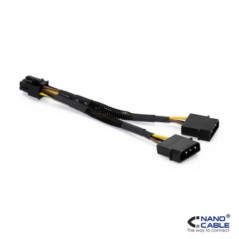 Nanocable - Cable alimentación tarjeta gráfica de 20cm conexión 2X5.25"/M-PCI-E(MOLEX 6+2PIN)/M