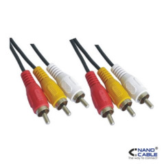 Nanocable - Cable de audio y video RCA de 1,8m conexión 3xRCA/M-3xRCA/M