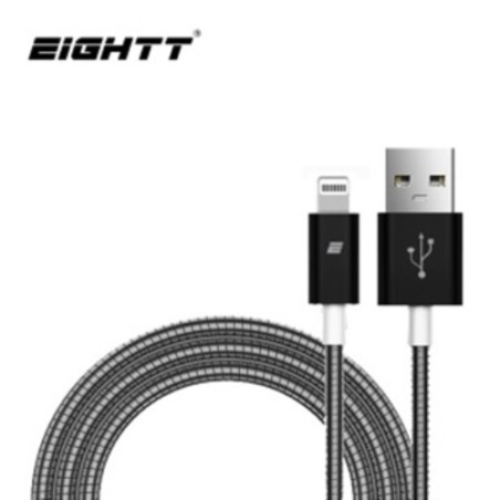 Eightt - Cable USB a Iphone Lightning - 1.0M - Trenzado de Nylon - Color Negro