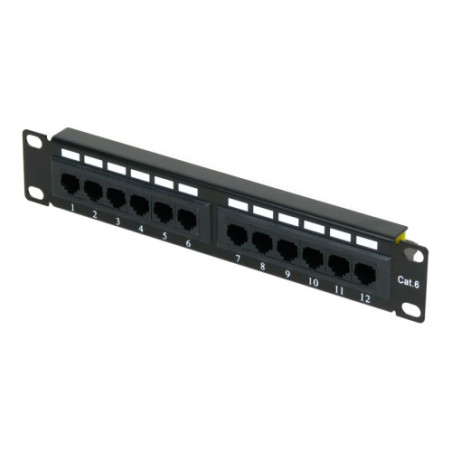 Panel de parcheo para rack 10" - 12 puertos UTP Cat6 - 1U - Negro