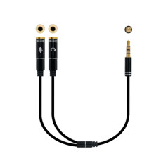 Nanocable - Cable Adaptador Audio Jack 3.5/M 4 PIN-2XJACK 3.5/H 3 PIN - Negro - 30 CM