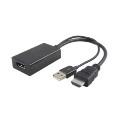 Adaptador HDMI V1.4 M - Displayport V1.2 H con USB/M - Negro