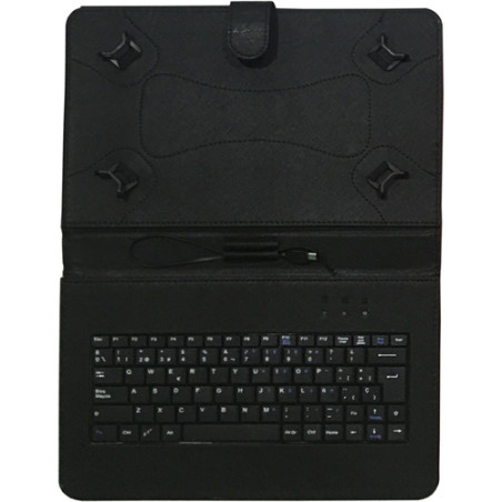 Talius - Funda para tablet 10.1" con teclado - USB Tipo-C y micro USB - Negro