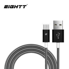Eightt - Cable USB a MicroUSB 1.0M - Trenzado de Nylon - Color Negro