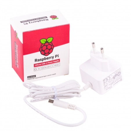 Raspberry alimentador oficial para Pi 4 - USB-C - 5V - 3A - 15W - Blanco