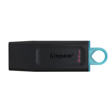 Kingston - Exodia Memoria USB 64GB - USB 3.2 Gen 1 - Con Tapa - Enganche para Llavero - Color Negro