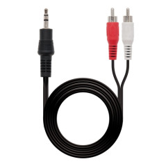 Nanocable - Cable audio estéreo, Jack 3.5/M-2xRCA/M, negro, 3.0m