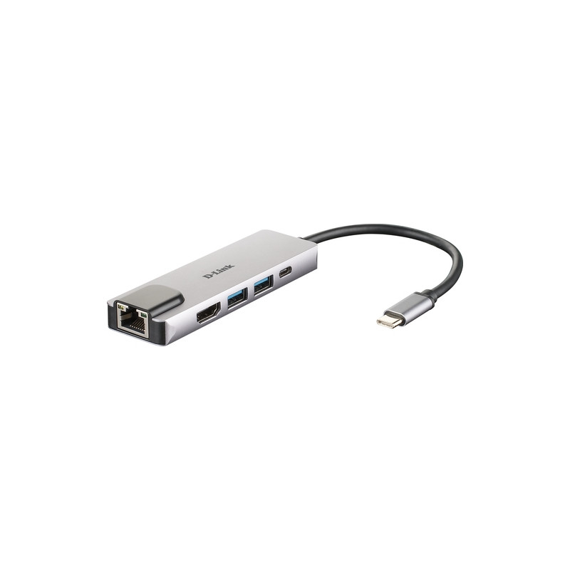 Hub USB 3.0 Tipo-C D-Link DUB-M520/ 2 Puertos USB/ 1 HDMI/ 1 RJ45/ 1 Thunderbolt/ Gris