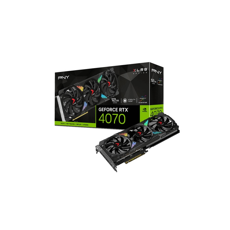 PNY XLR8 Gaming VERTO Epic-X RGB DLSS3 - GeForce RTX 4070 - 12GB - Triple FAN - 3 x DP - 1 x HDMI - 8-pin