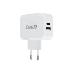 TooQ - Cargador pared doble puerto USB-C + USB A - 27W - Blanco