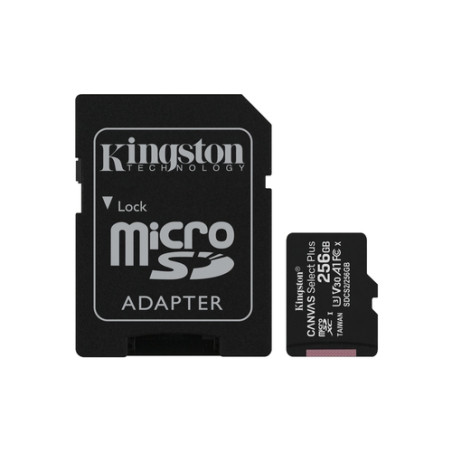 Kingston Tarjeta Micro SDHC 256GB Clase 10 100MB/s Canvas Select Plus