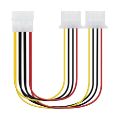 Nanocable - Cable alimentación Molex - 4 pin-M  a 2 x 4-pin hembra - 20cm