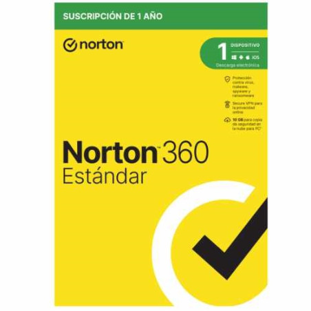 Norton 360 Standard - Antivirus - 10GB almacenamiento - 1 usuario - 1 dispositivo - 12 meses - ESD licencia electrónica