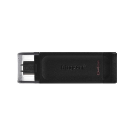 Kingston - DataTraveler 70 Memoria USB 64GB - USB-C 3.2 Gen 1 - Con Tapa - Enganche para Llavero - Color Negro
