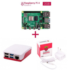Kit Raspberry Pi 4 2GB + Caja blanca - Alimentación blanca
