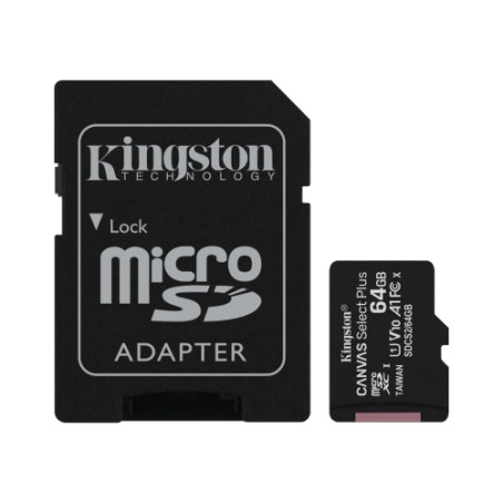 Kingston Tarjeta Micro SDHC 64GB Clase 10 100MB/s Canvas Select Plus