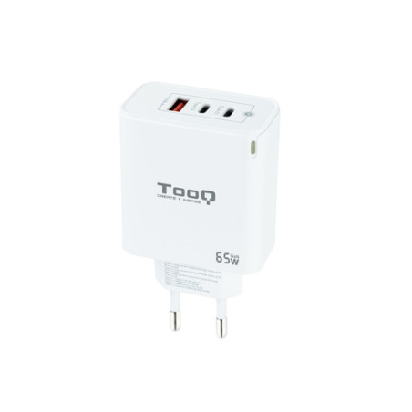 TooQ - CARGADOR DE PARED GaN 2USB-C/PD + USB-A/QC 65W