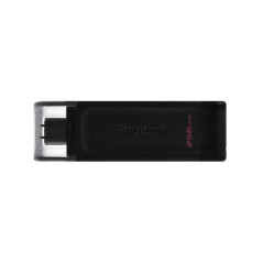 Kingston - DataTraveler 70 Memoria USB 256GB - USB-C 3.2 Gen 1 - Con Tapa - Enganche para Llavero - Color Negro