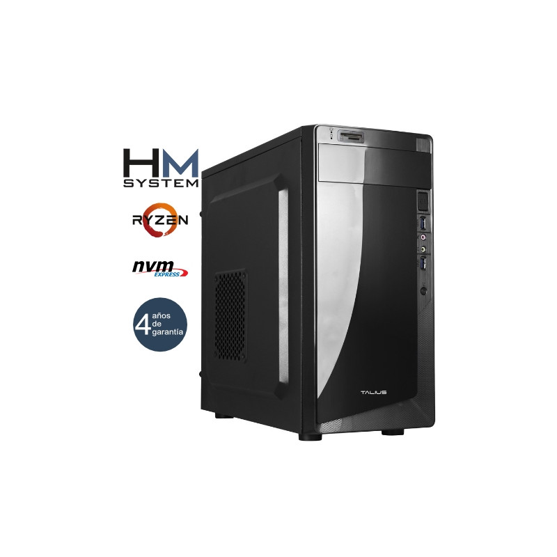 HM System Ryzen Force C2 - Minitorre MT - AMD Ryzen 5 4650G - 8GB - 500GB M.2 NVMe - USB 3.0 - 4 años garantía - 30 días DOA