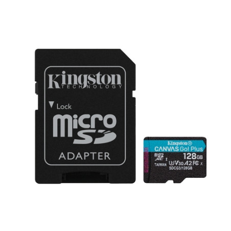Kingston Tarjeta Micro SDXC 128GB UHS-I Clase 10 170MB/s Canvas Go Plus + Adaptador