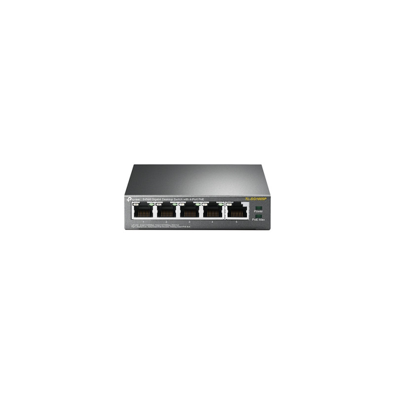 TP-Link - Switch TL-SG1005P -5 puertos 10/100/1000 Gigabit - 4 Puertos POE 802.3af - Carcasa metalica