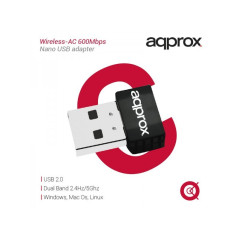 ADAPTADOR WIFI APPROX AC600N NANO